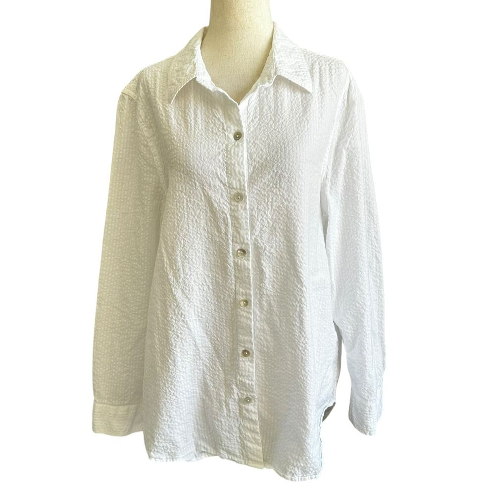 48-57  Lola River White Cotton Shirt Women's Size Large | 48-57